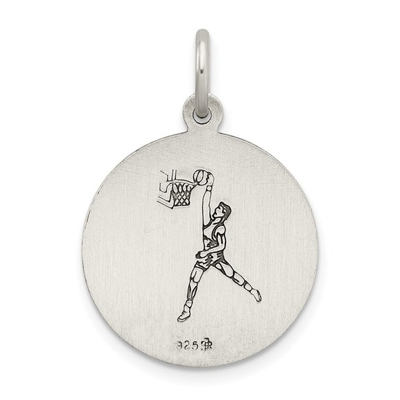 925 Sterling Silver Genuine Sports Antiqued St. Christopher Basketball Medal - Picture 4 of 5